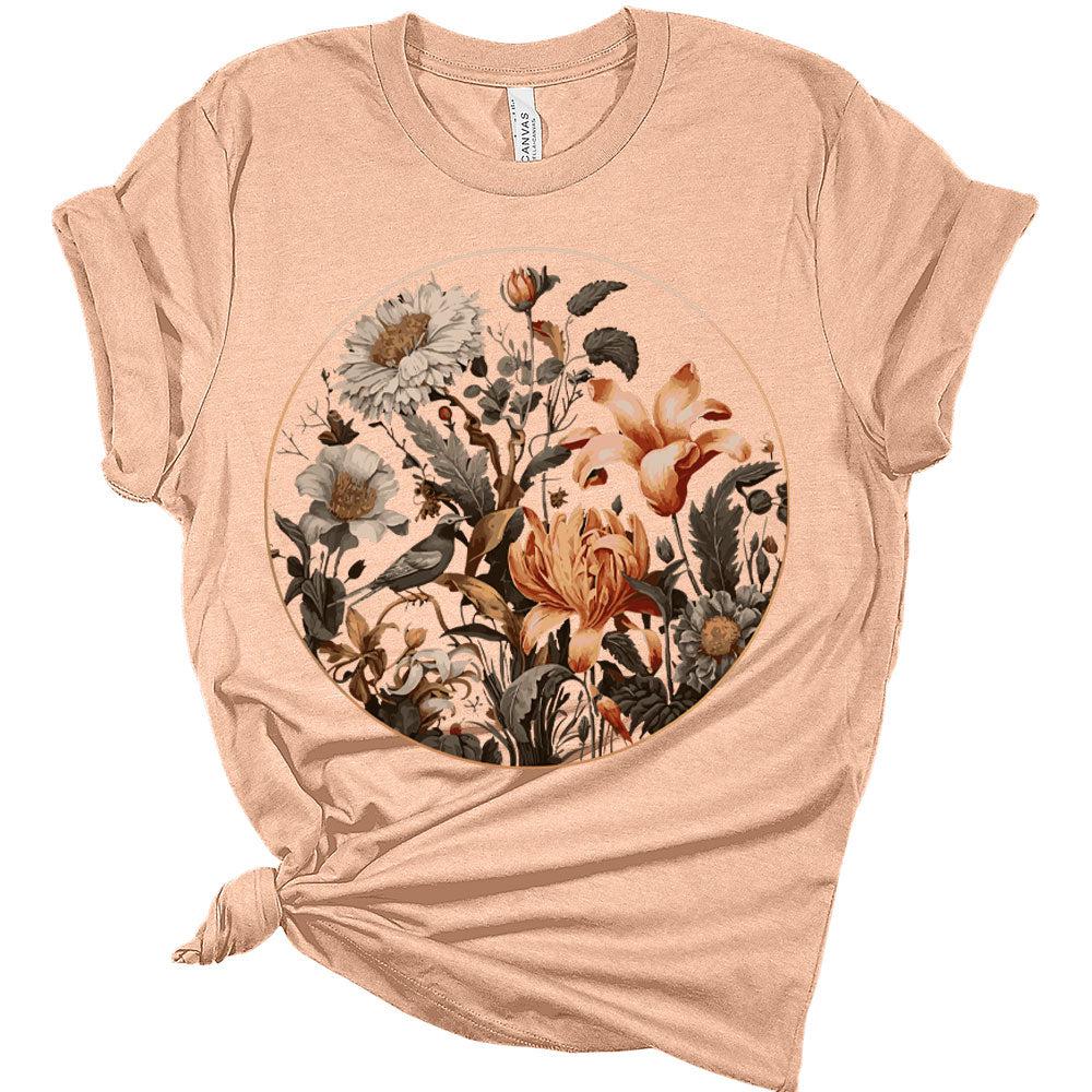 Womens Floral Shirts Trendy Wildflower Vintage Graphic Tees Casual Short Sleeve T Shirts Bella Summer Tops