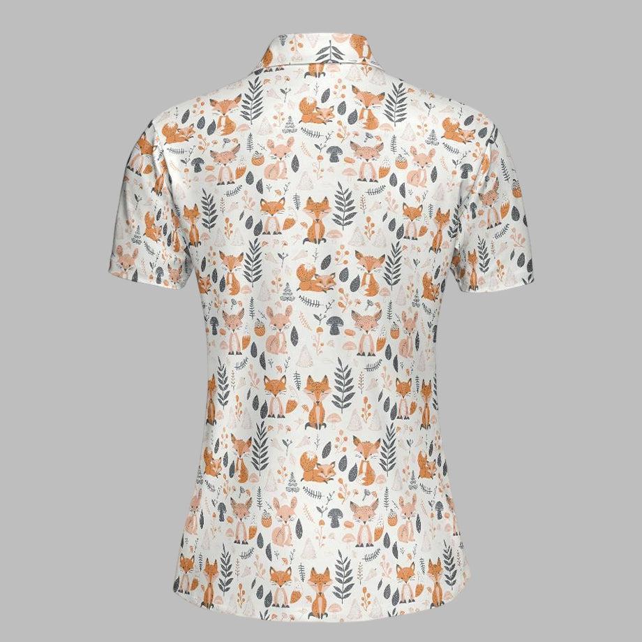 Cottagecore Polo Golf Shirt for Women Fox Woodland Print Vintage Moisture Wicking Short Sleeve Top