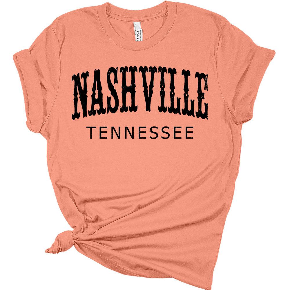 Womens Nashville Shirt Casual Ladies Cute Letter Print Graphic Tees Short Sleeve Country Western Tops for Women