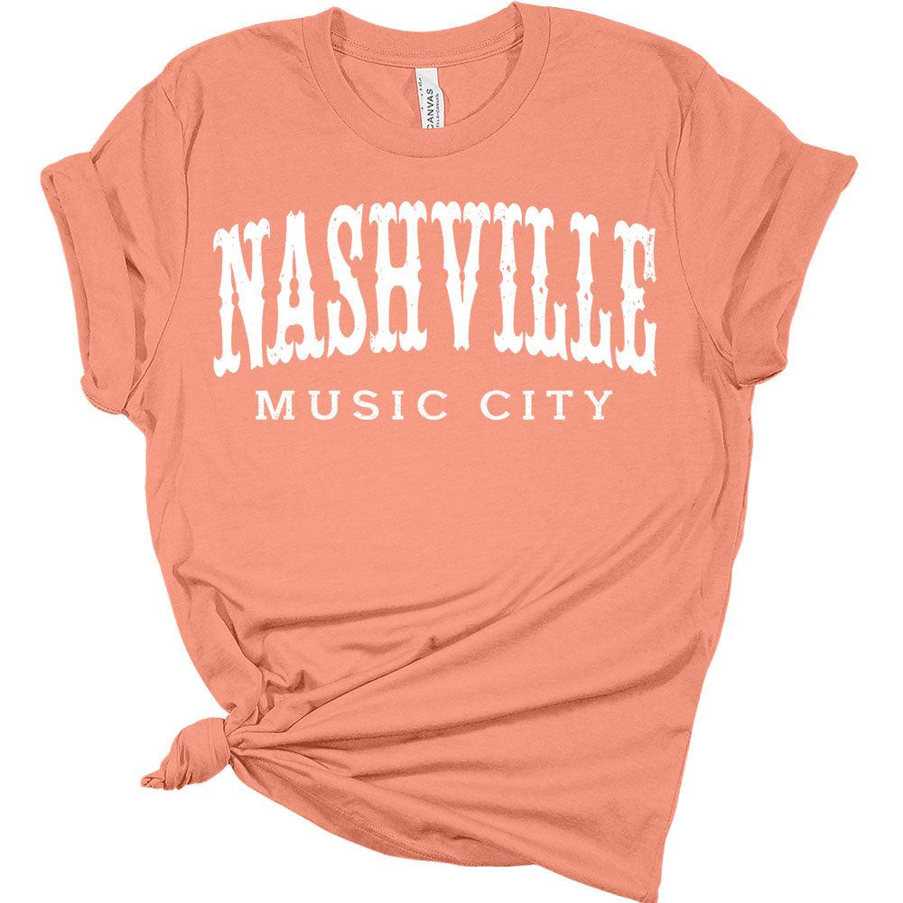 Womens Nashville Shirt Casual Ladies Cute Letter Print Graphic Tees Short Sleeve Western Tops for Women