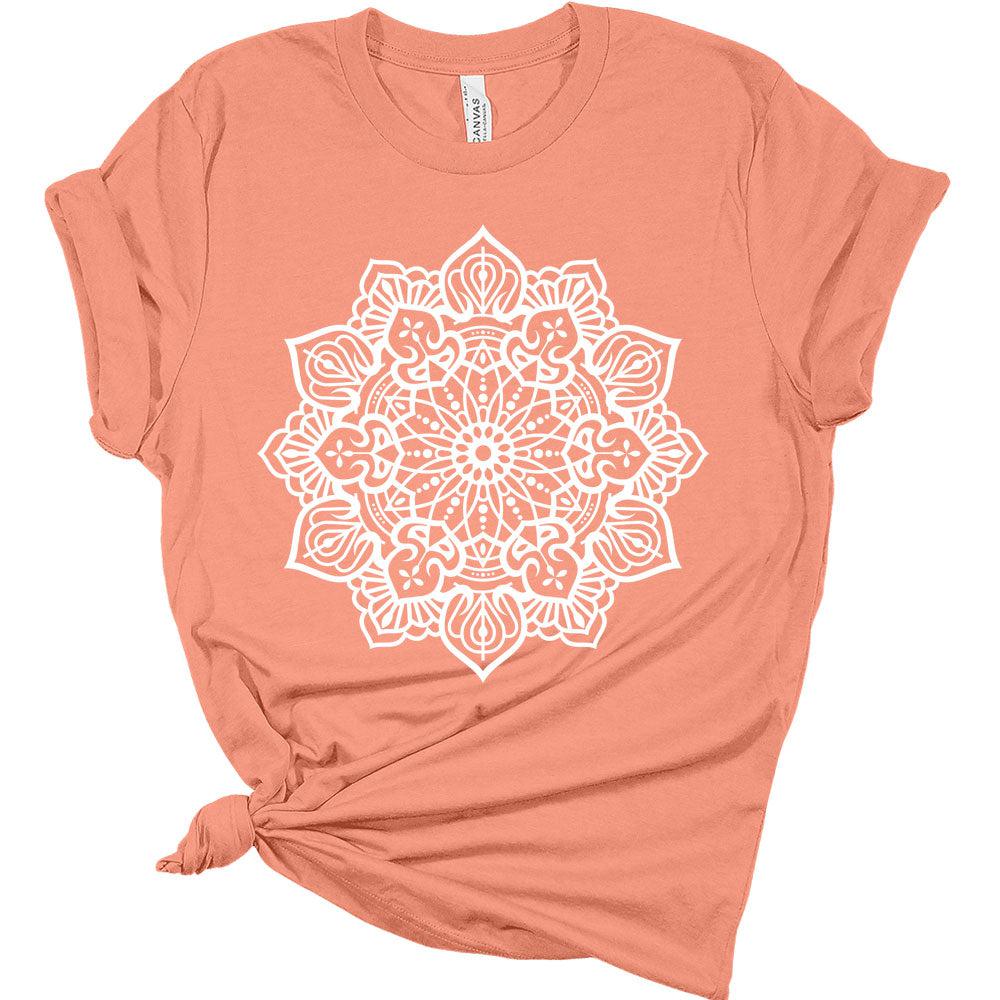 Womens Mandala Shirts Casual Cute Graphic Tees Short Sleeve Summer Classic-Fit Summer Tops