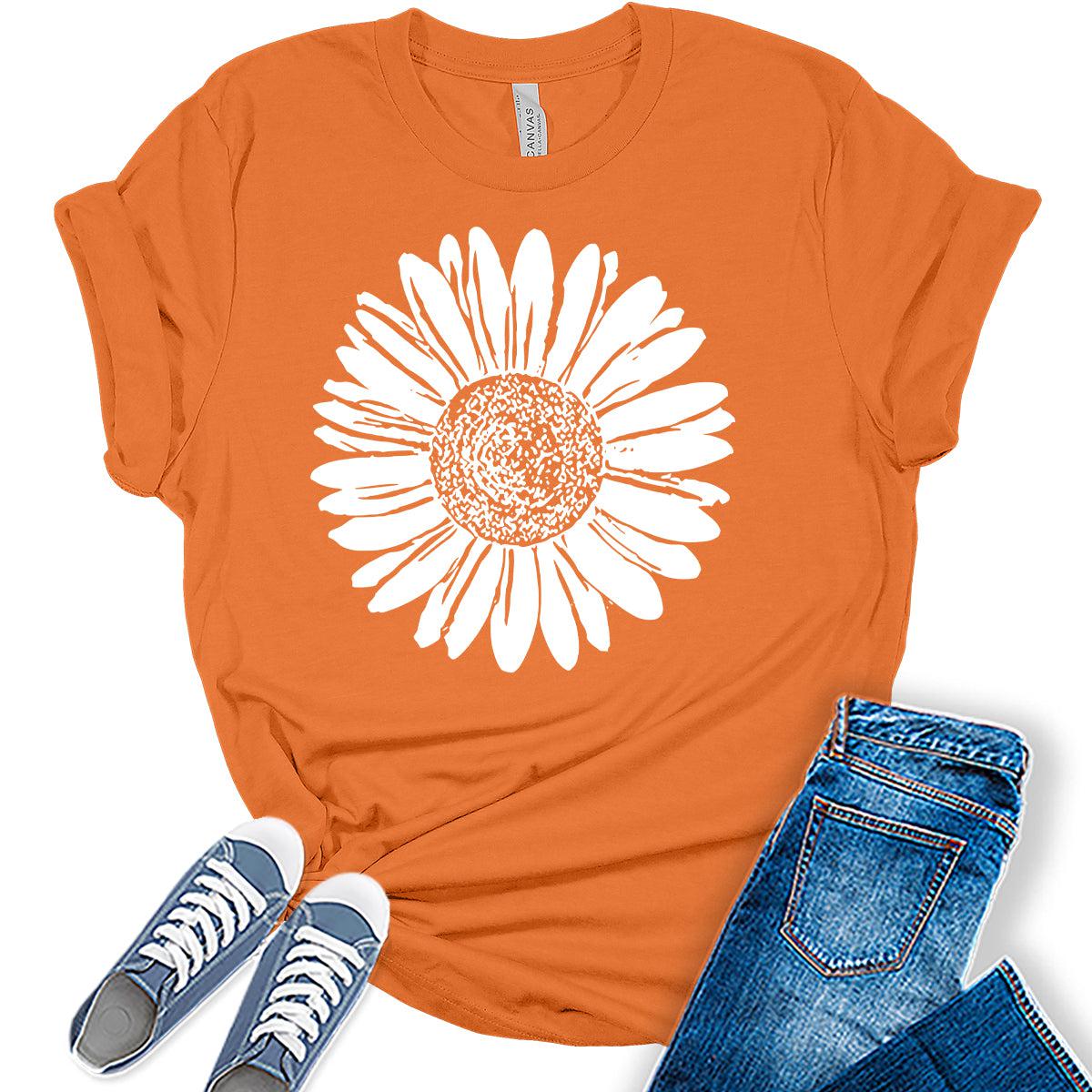 Women's Sunflower T Shirt Graphic Tees Cute Flower Bella Short Sleeve Casual Girls Tops
