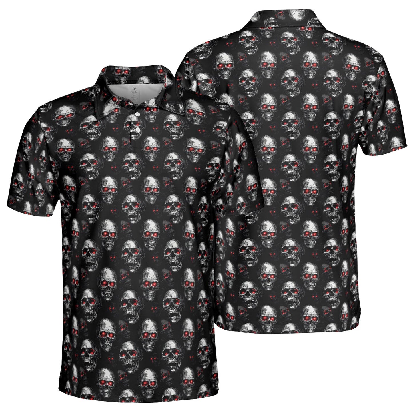 Vampire Skull Halloween Polo Shirt for Men Moisture Wicking Short Sleeve Golf Top