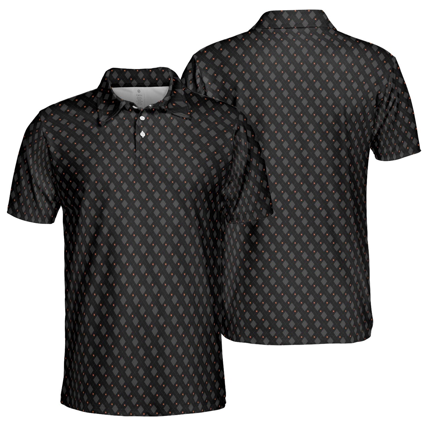 Black Halloween Polo Shirt for Men Spider Print Moisture Wicking Short Sleeve Golf Top