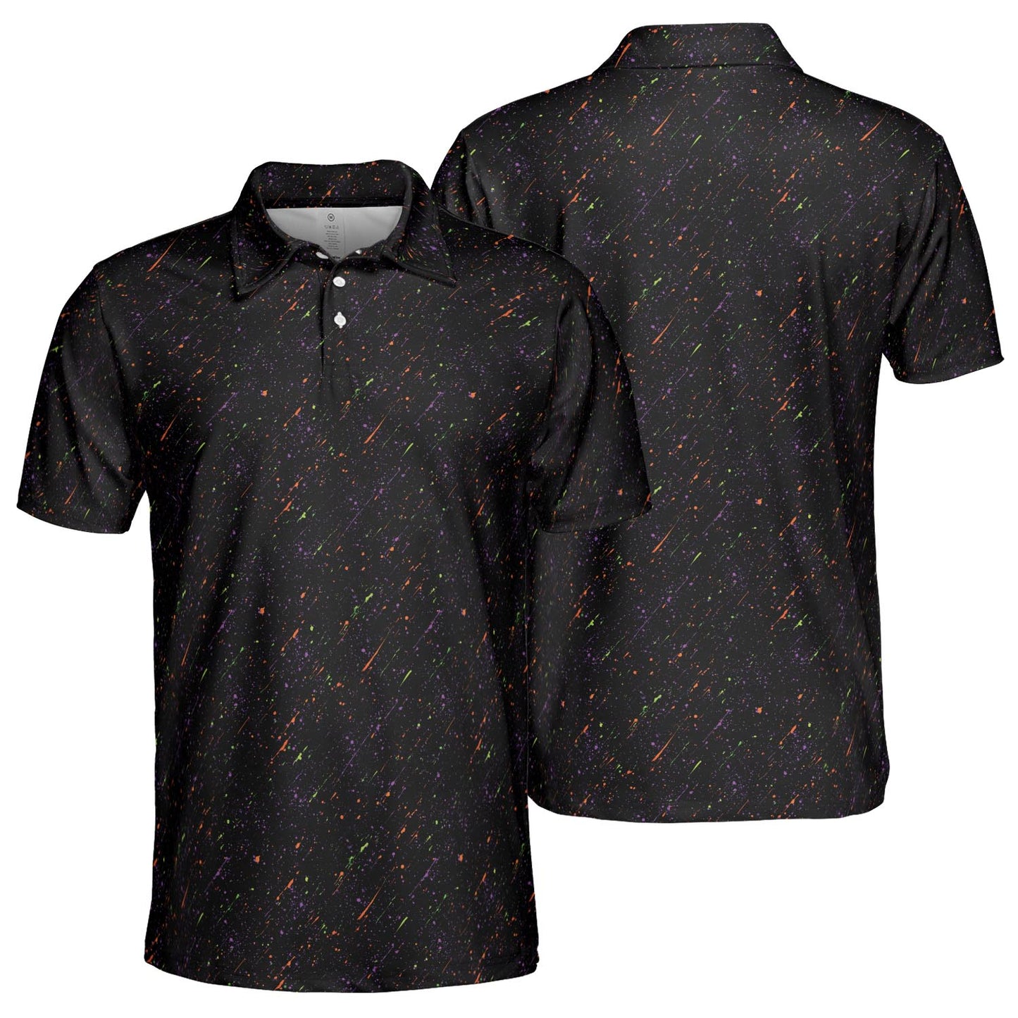 Halloween Polo Shirt for Men Black Spooky Party Style Moisture Wicking Short Sleeve Golf Top