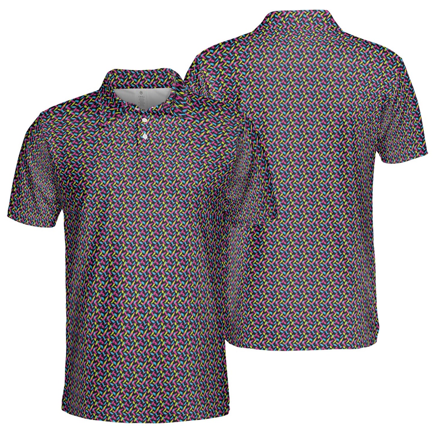 Neon Polo Shirt for Men Retro 90s Moisture Wicking Short Sleeve Golf Top