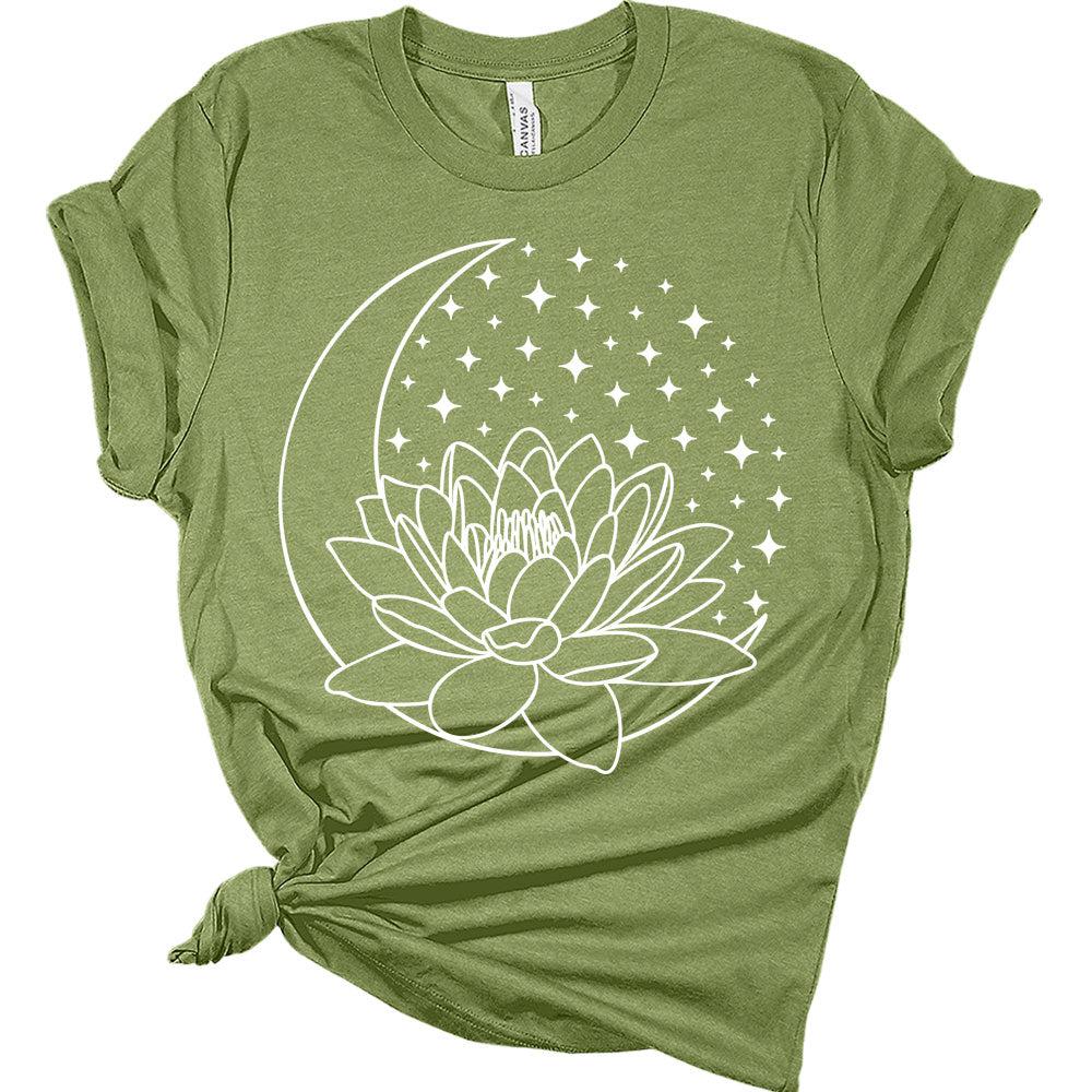 Womens Mandala Moon Lotus Flower Shirt