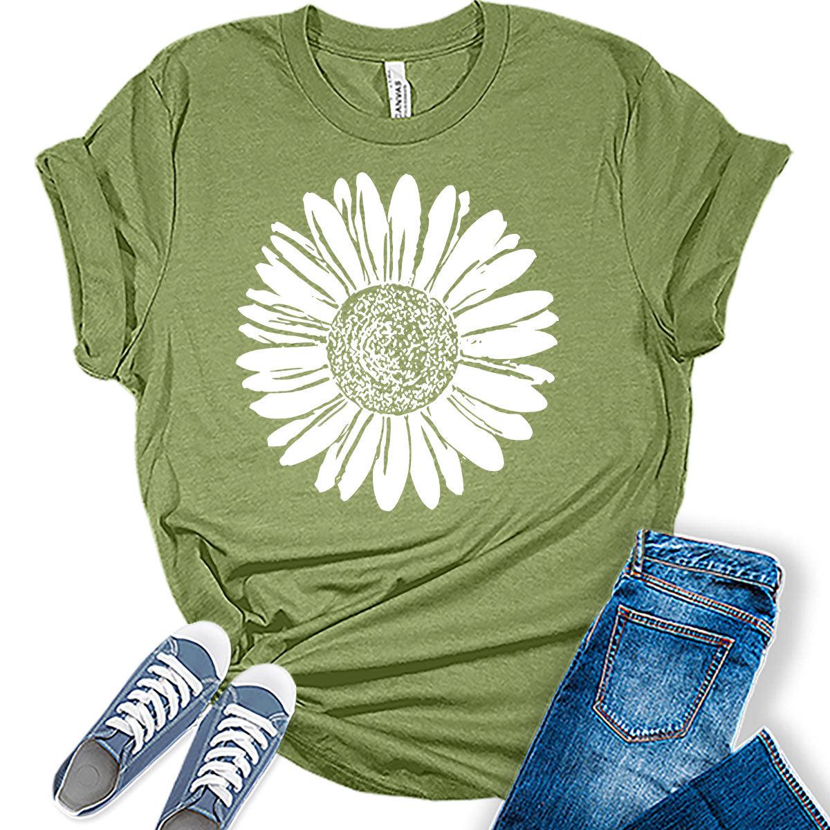 Women's Sunflower T Shirt Graphic Tees Cute Flower Bella Short Sleeve Casual Girls Tops