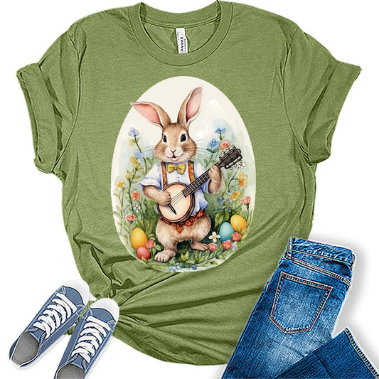 Cottagecore Easter Bunny Banjo Womens Shirt