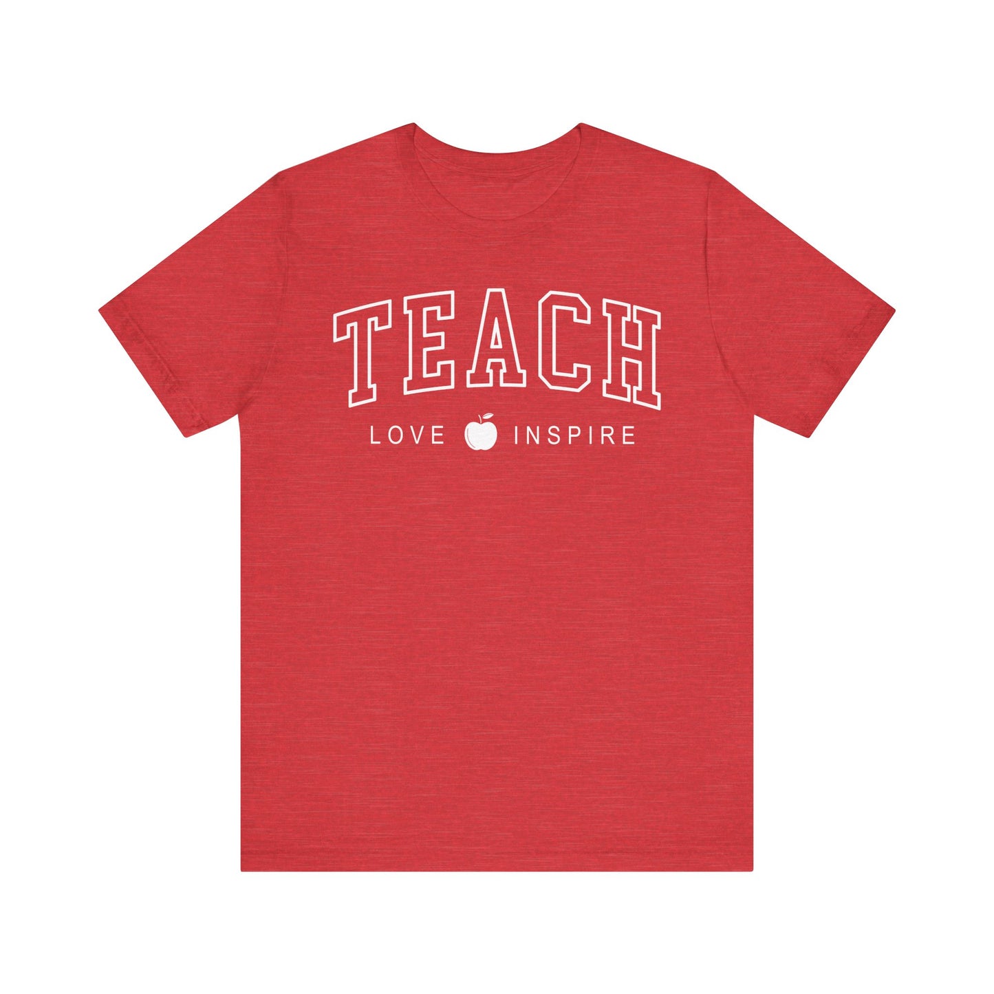 Womens Teacher Shirts Teach Love Inspire Cute Letter Print Tshirts Bella Graphic Tees Short Sleeve Casual Teaching Clothes - PF2