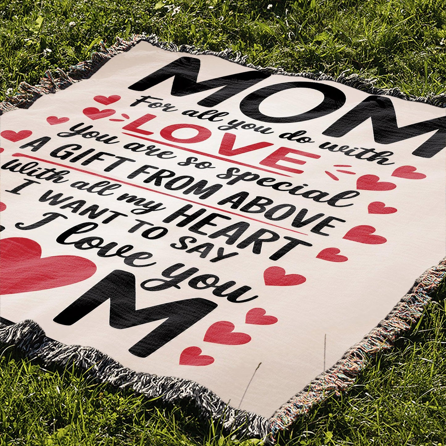 I Love You Mom 50" x 60" Gift Woven Jacquard Blanket
