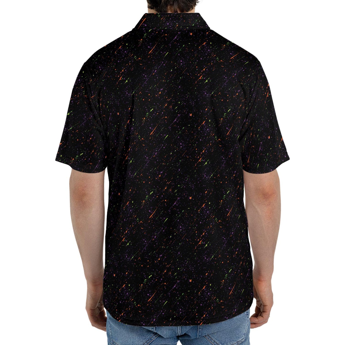 Halloween Polo Shirt for Men Black Spooky Party Style Moisture Wicking Short Sleeve Golf Top