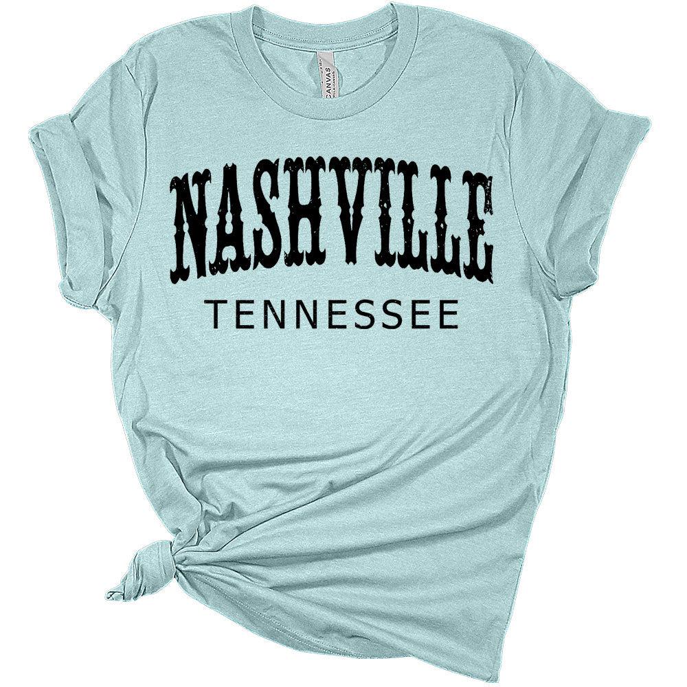 Womens Nashville Shirt Casual Ladies Cute Letter Print Graphic Tees Short Sleeve Country Western Tops for Women