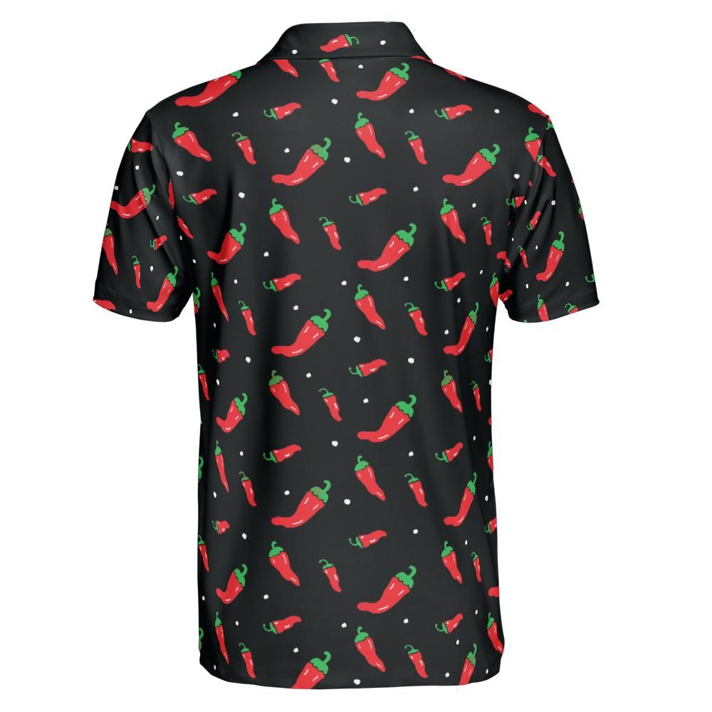 Mens Cinco De Mayo Chili Peppers Golf Shirt Moisture Wicking Short Sleeve Polo Shirts for Men