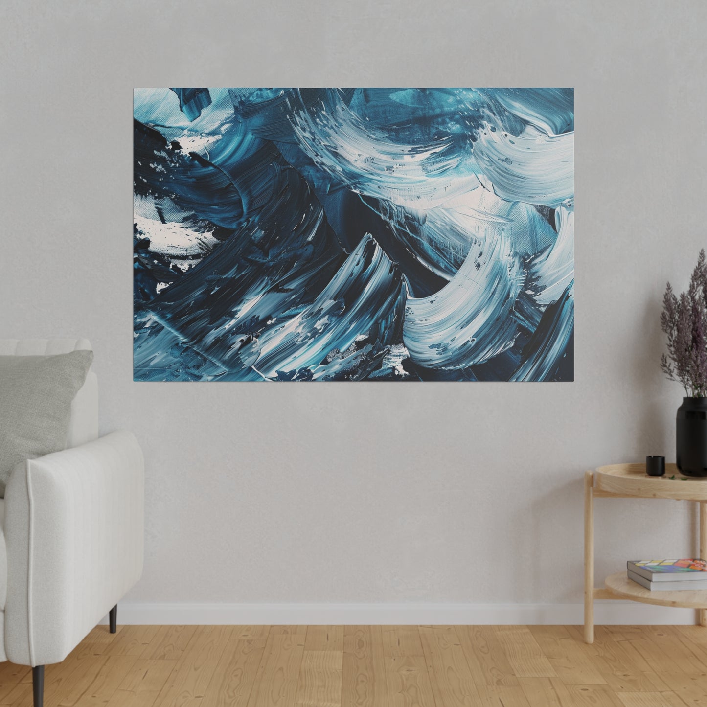 Blue Abstract Picture Canvas Print Wall Painting Modern Artwork Canvas Wall Art for Living Room Home Office Décor