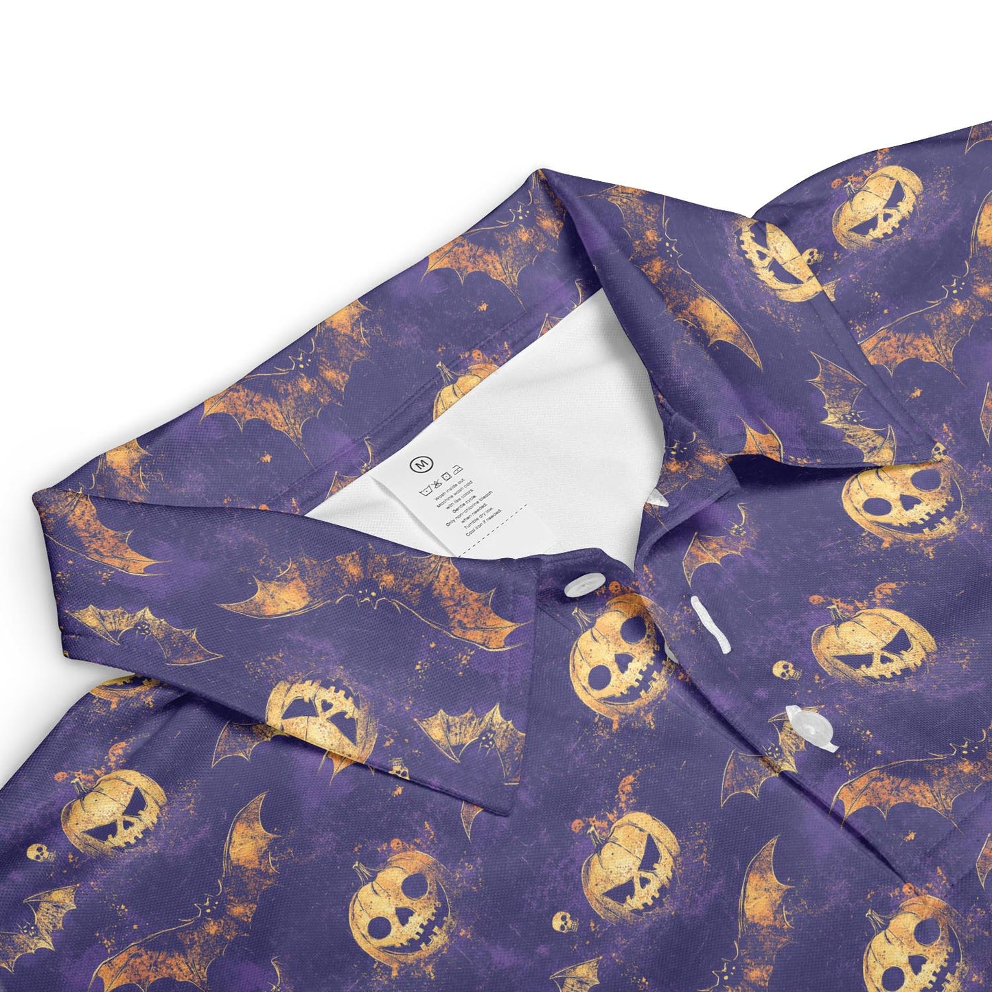 Jack O Lantern Bat Polo Shirt for Men Halloween Pumpkin Funny Spooky Moisture Wicking Golf Top
