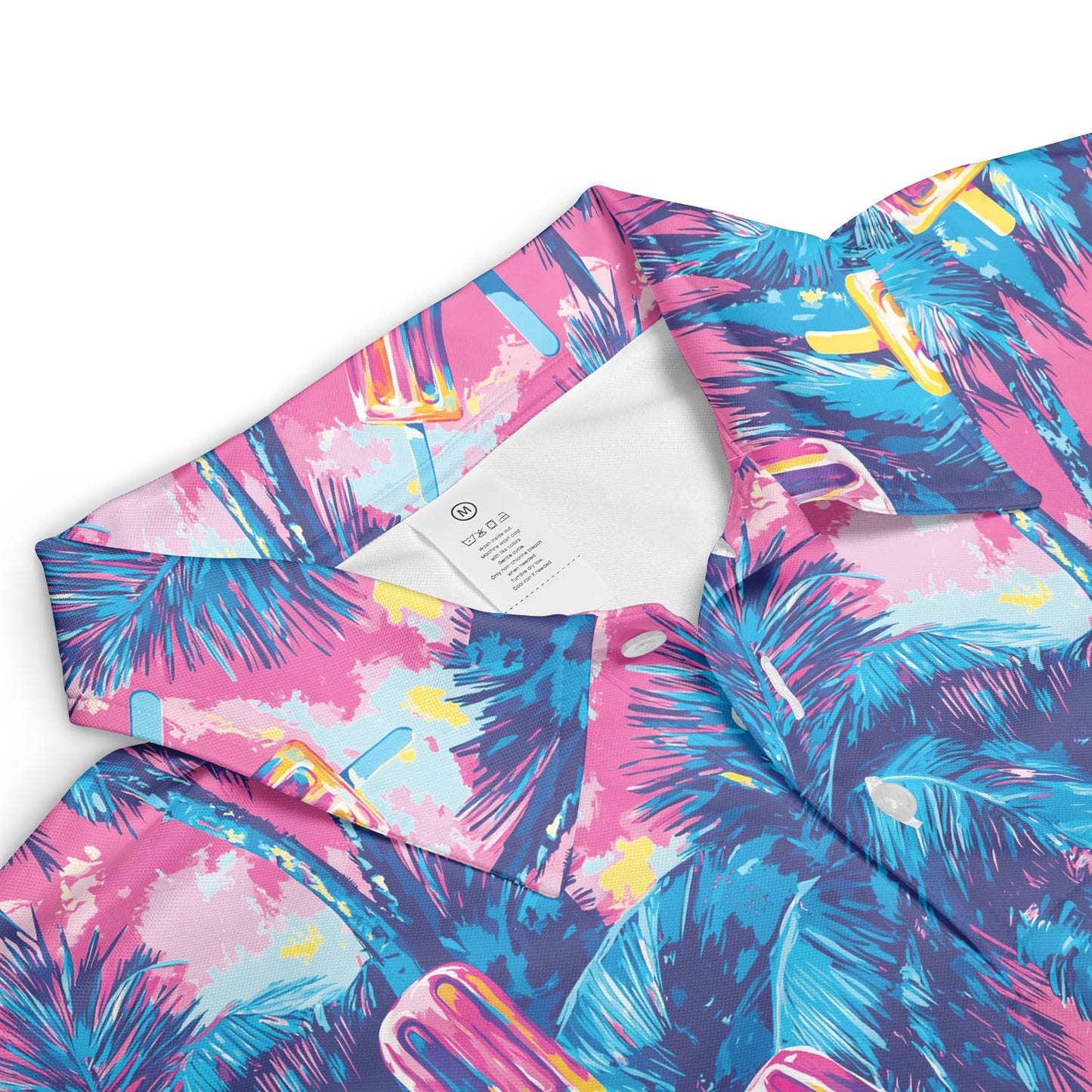 Tropical Popsicle Palm Print Summer Polo Shirt for Men Moisture Wicking Short Sleeve Vacation Golf Top