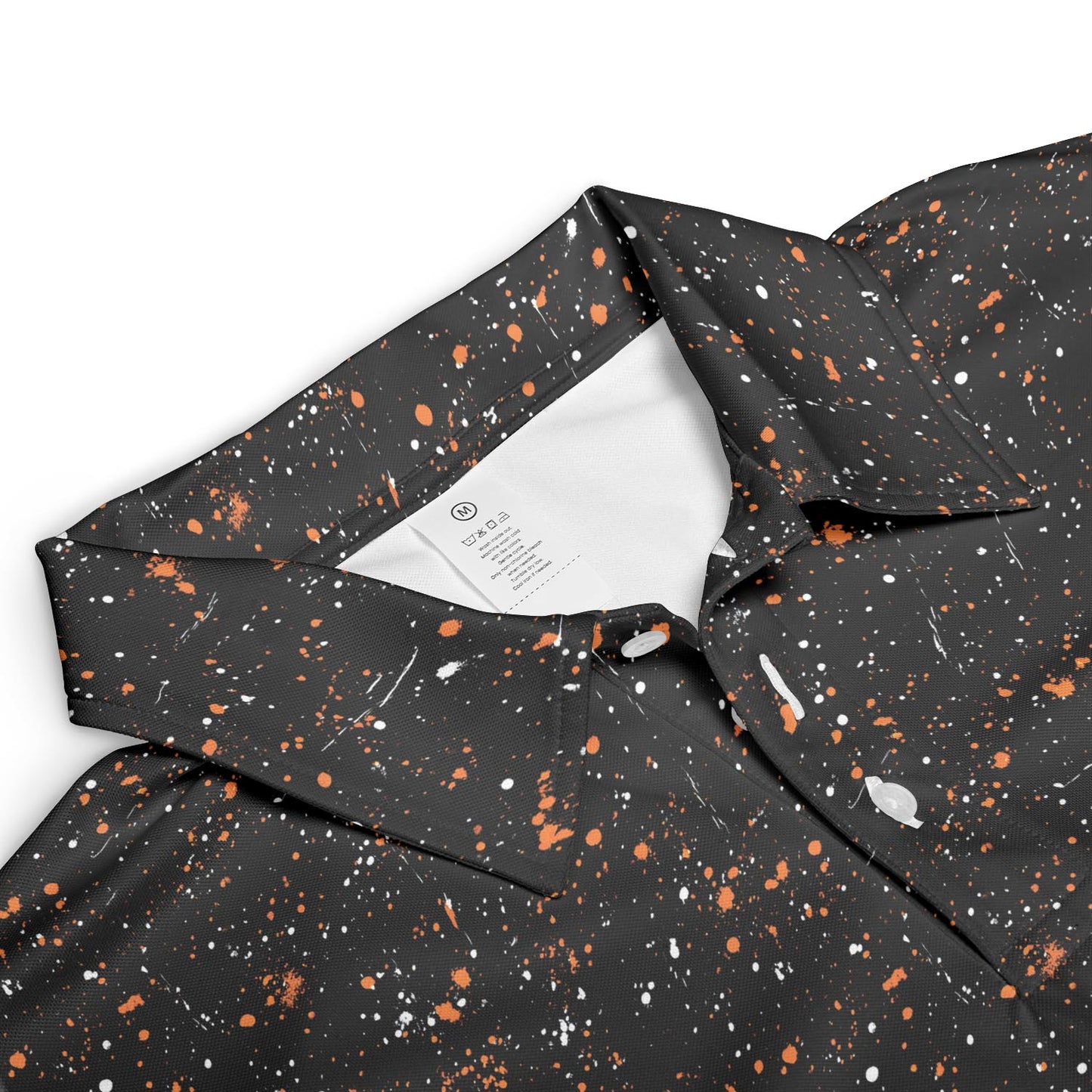 Black Halloween Polo Shirt for Men Spooky Orange Moisture Wicking Short Sleeve Golf Costume Party Top
