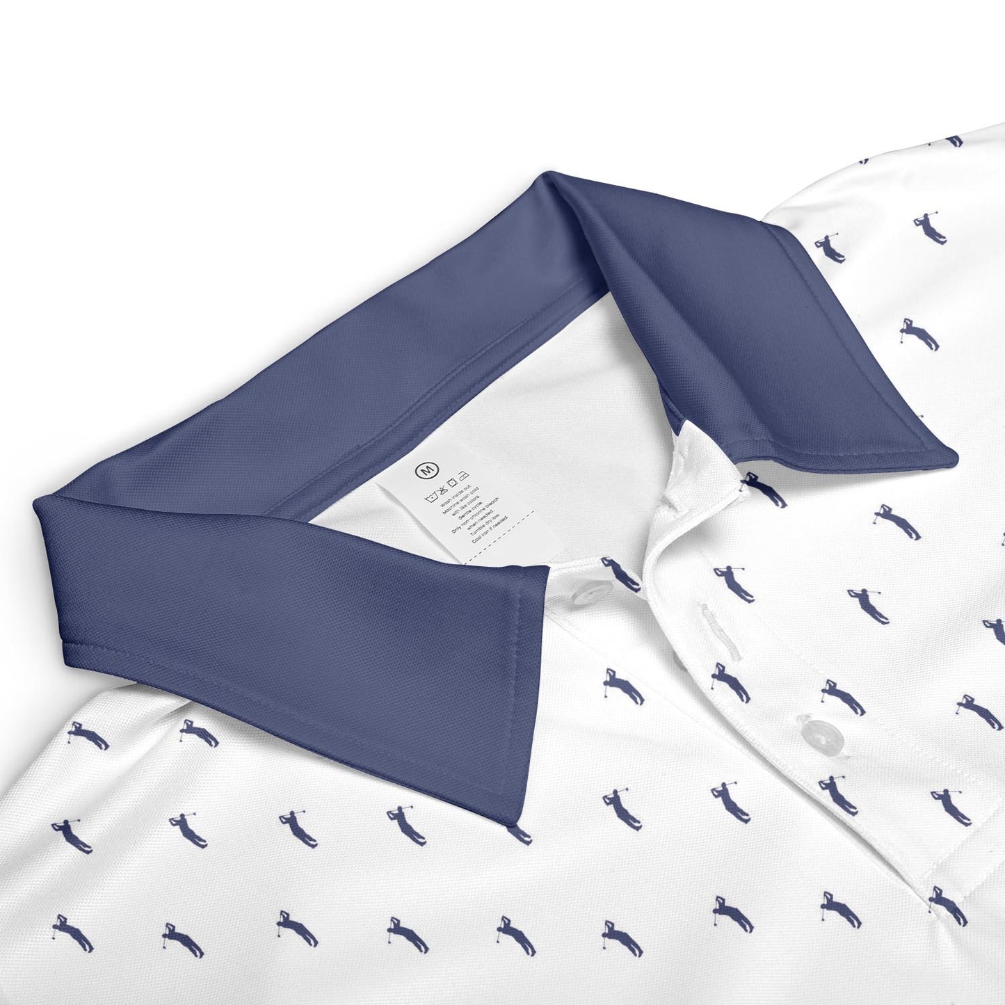 Golfer Polo Shirt for Men White Navy Moisture Wicking Short Sleeve Vacation Golf Top