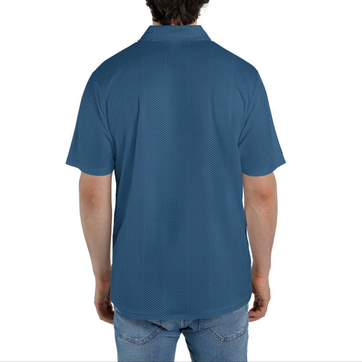 Golfer Polo Shirts for Men Blue Light Weight Moisture Wicking Golf Short Sleeve Dress Tops
