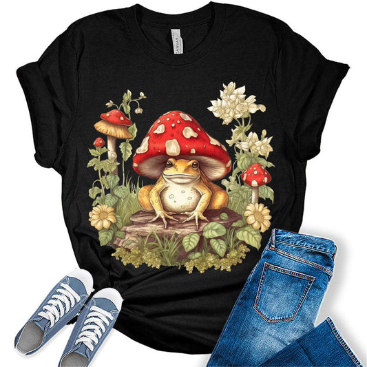 Frog Shirt Cute Graphic Tees for Women Vintage Cottagecore Clothes Aesthetic T Shirts