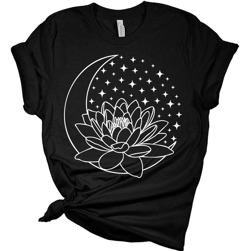 Womens Mandala Moon Lotus Flower Shirt