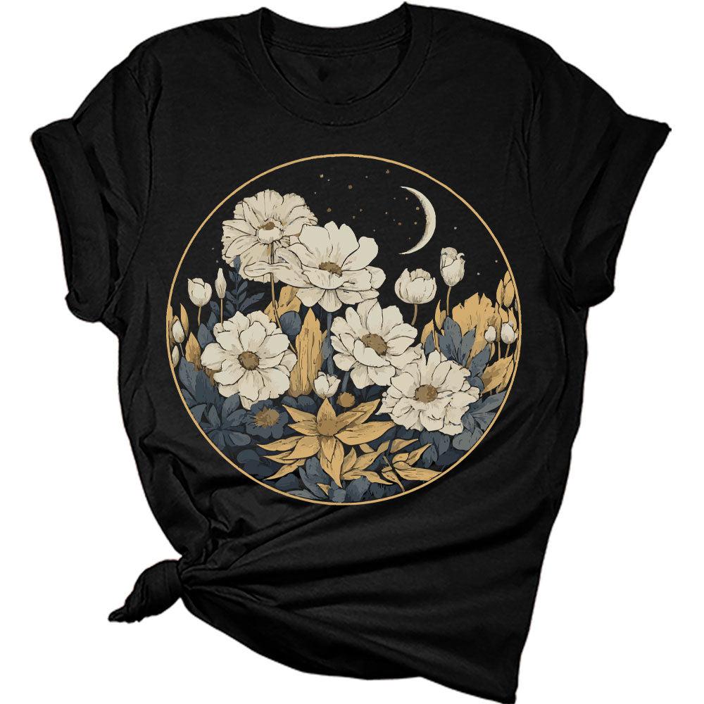 Womens Floral Shirts Wildflower Vintage Graphic Tees Spring Short Sleeve Cottagecore T Shirts Bella Summer Tops