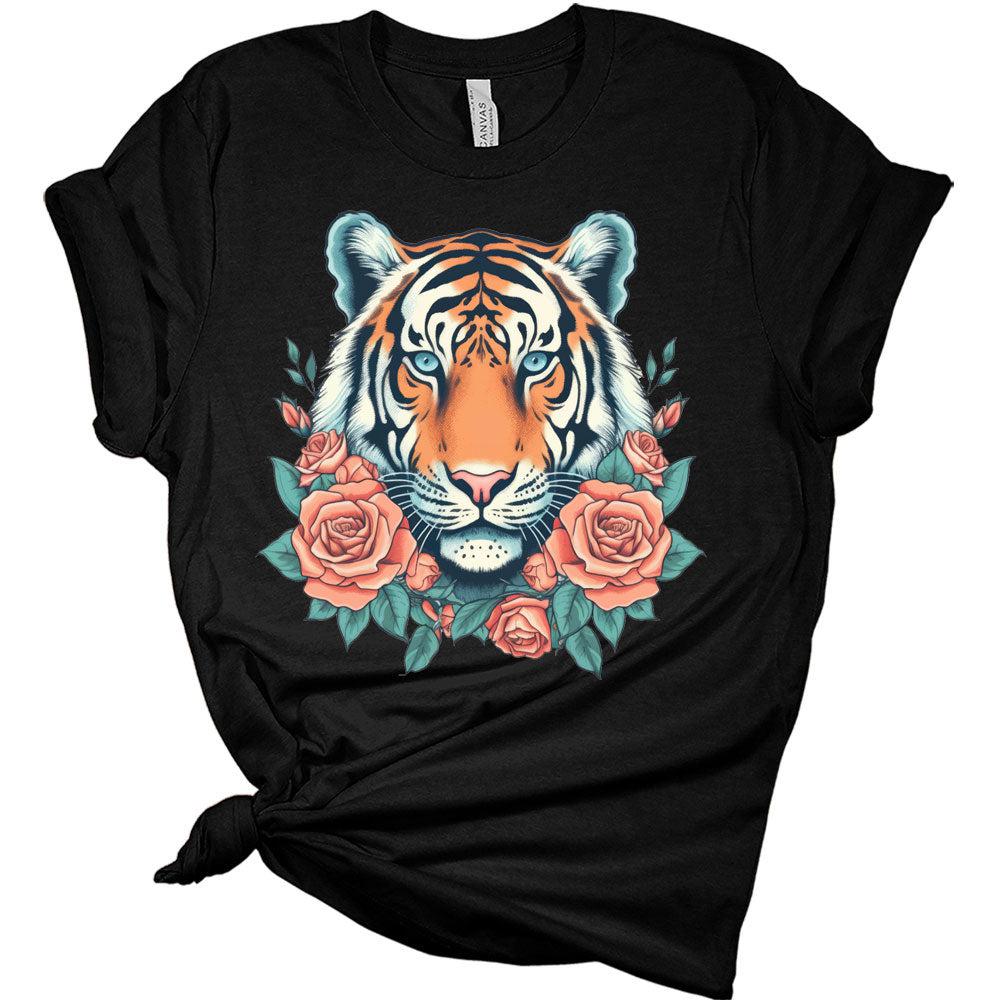 Womens Tiger Shirts Cute Bella Graphic Tees Short Sleeve Floral Summer Tops Casual Crewneck Tshirts
