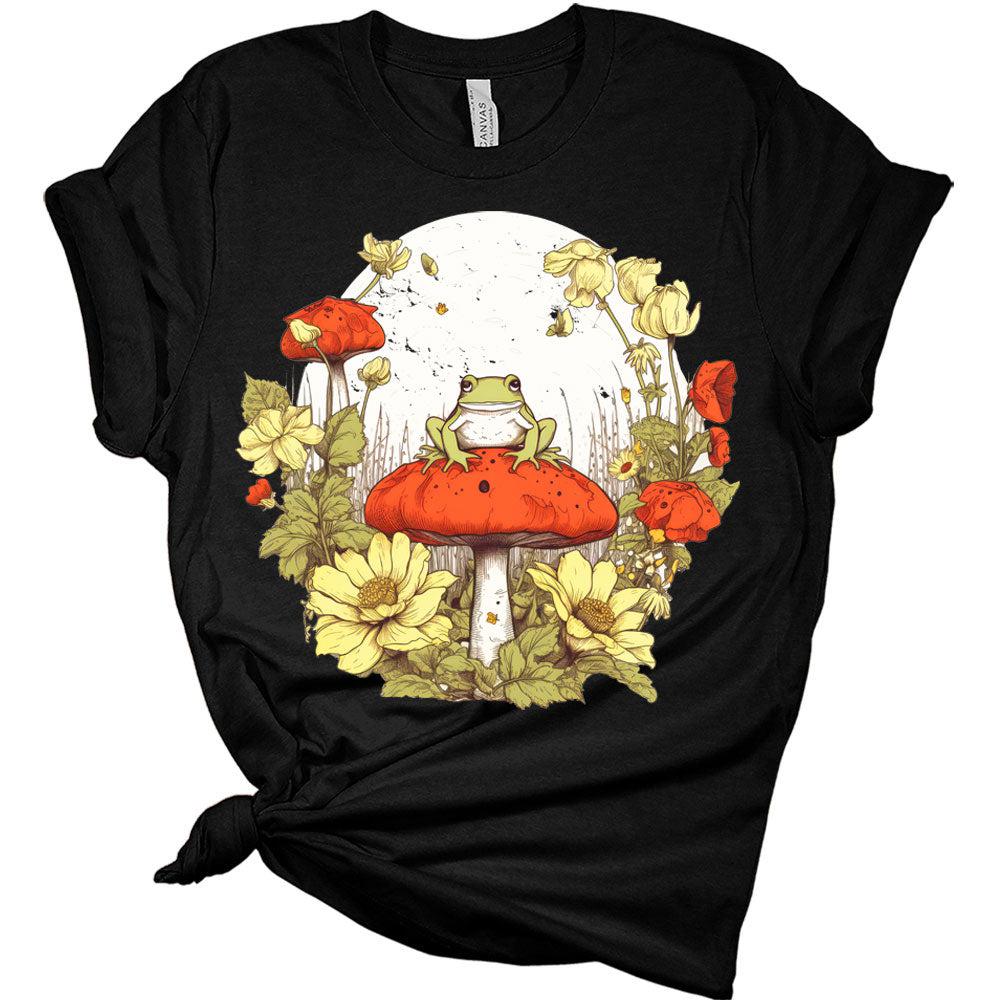 Womens Floral Mushroom Frog T-Shirt