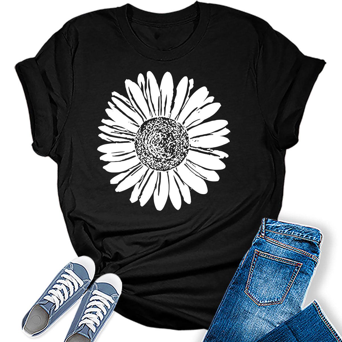 Women's Sunflower T Shirt Graphic Tees Cute Flower Bella Short Sleeve Casual Girls Tops
