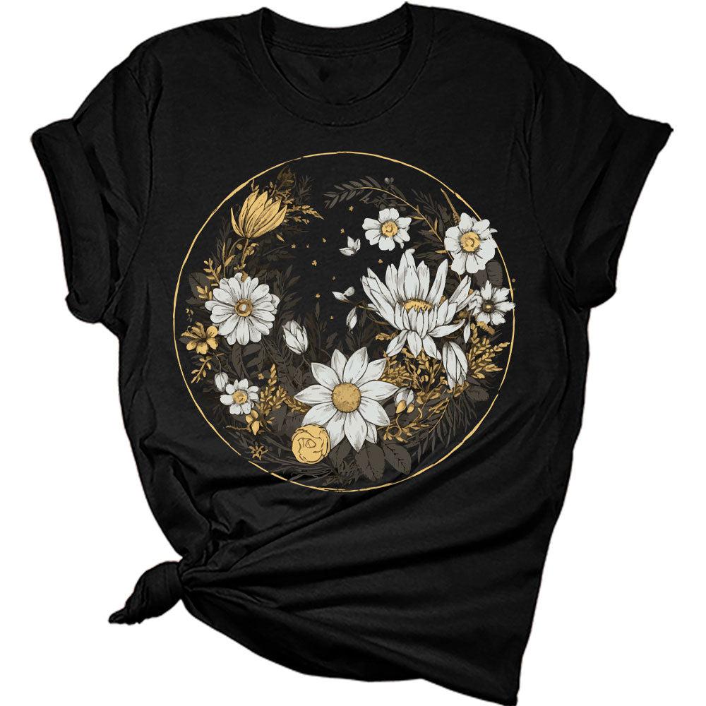 Womens Floral Shirts Wildflower Vintage Graphic Tees Spring Daisy Short Sleeve T Shirts Bella Summer Tops