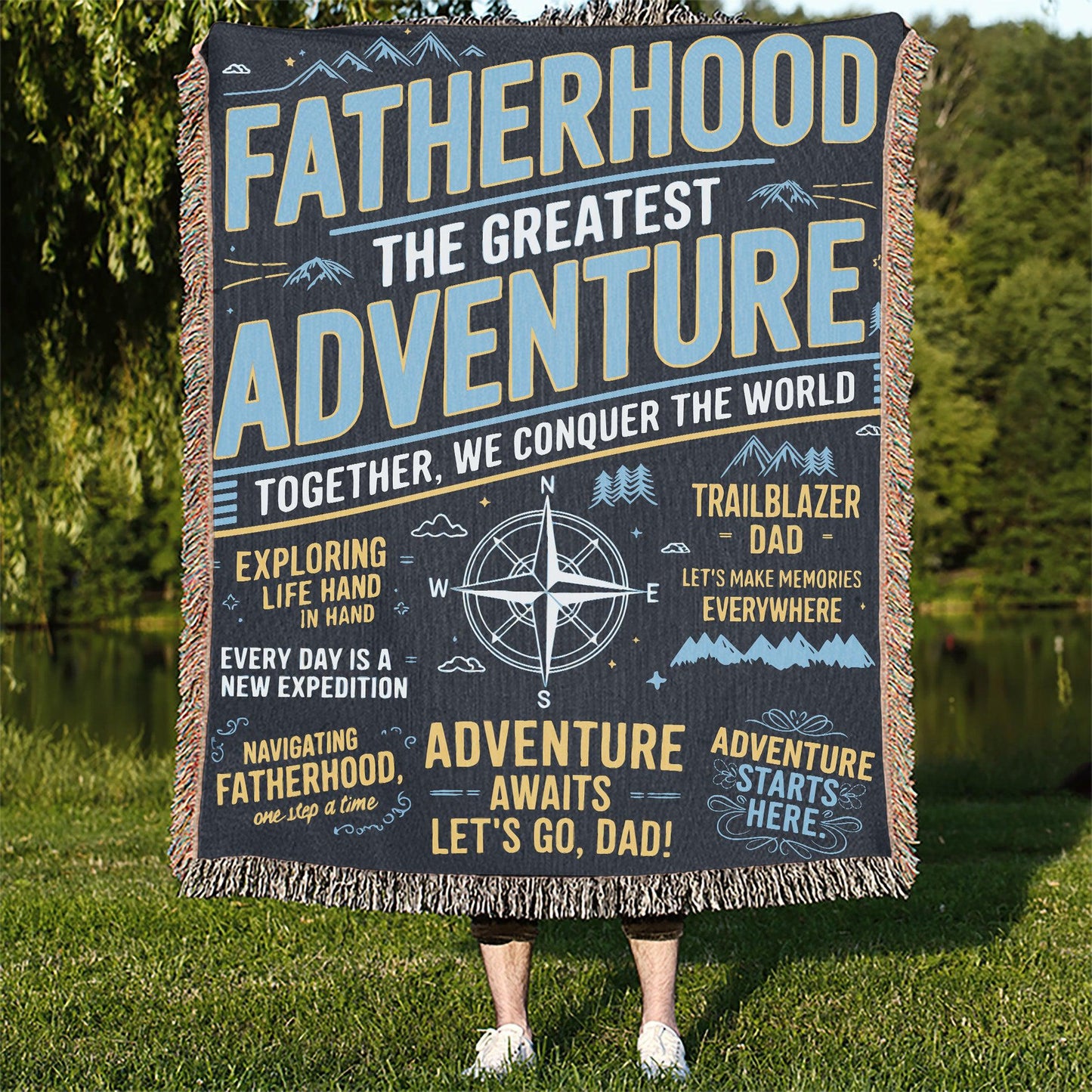Fatherhood The Greatest Adventure Christmas Gift for Dad 50" x 60" Gift Woven Jacquard Blanket