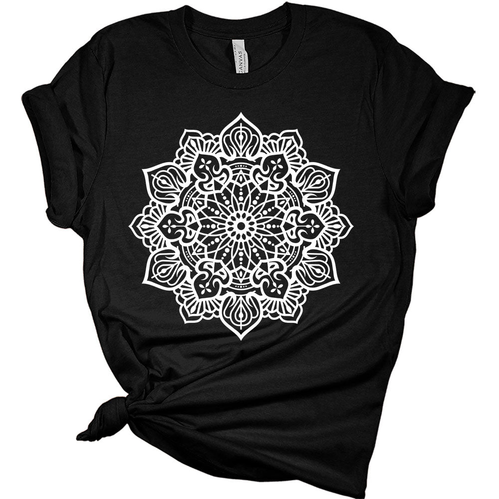 Womens Mandala Shirts Casual Cute Graphic Tees Short Sleeve Summer Classic-Fit Summer Tops