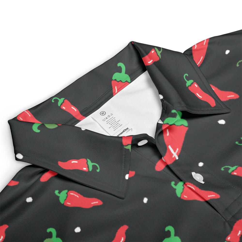 Mens Cinco De Mayo Chili Peppers Golf Shirt Moisture Wicking Short Sleeve Polo Shirts for Men