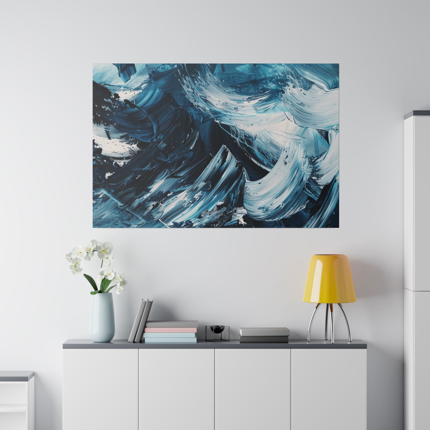 Blue Abstract Picture Canvas Print Wall Painting Modern Artwork Canvas Wall Art for Living Room Home Office Décor