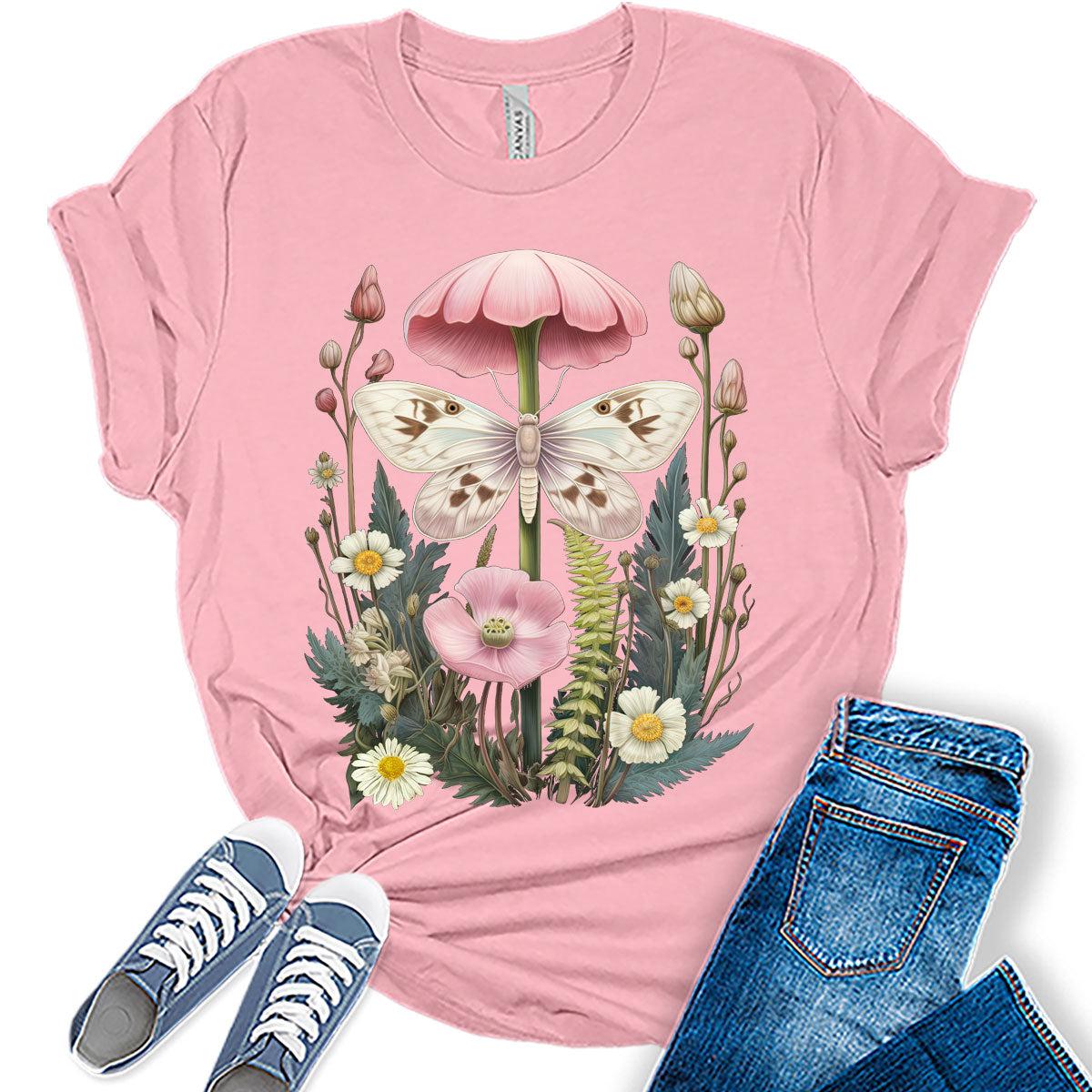 Womens Vintage Graphic Tees Cute Floral T Shirts Girls Cottagecore Shirt Flower Fall Tops for Women