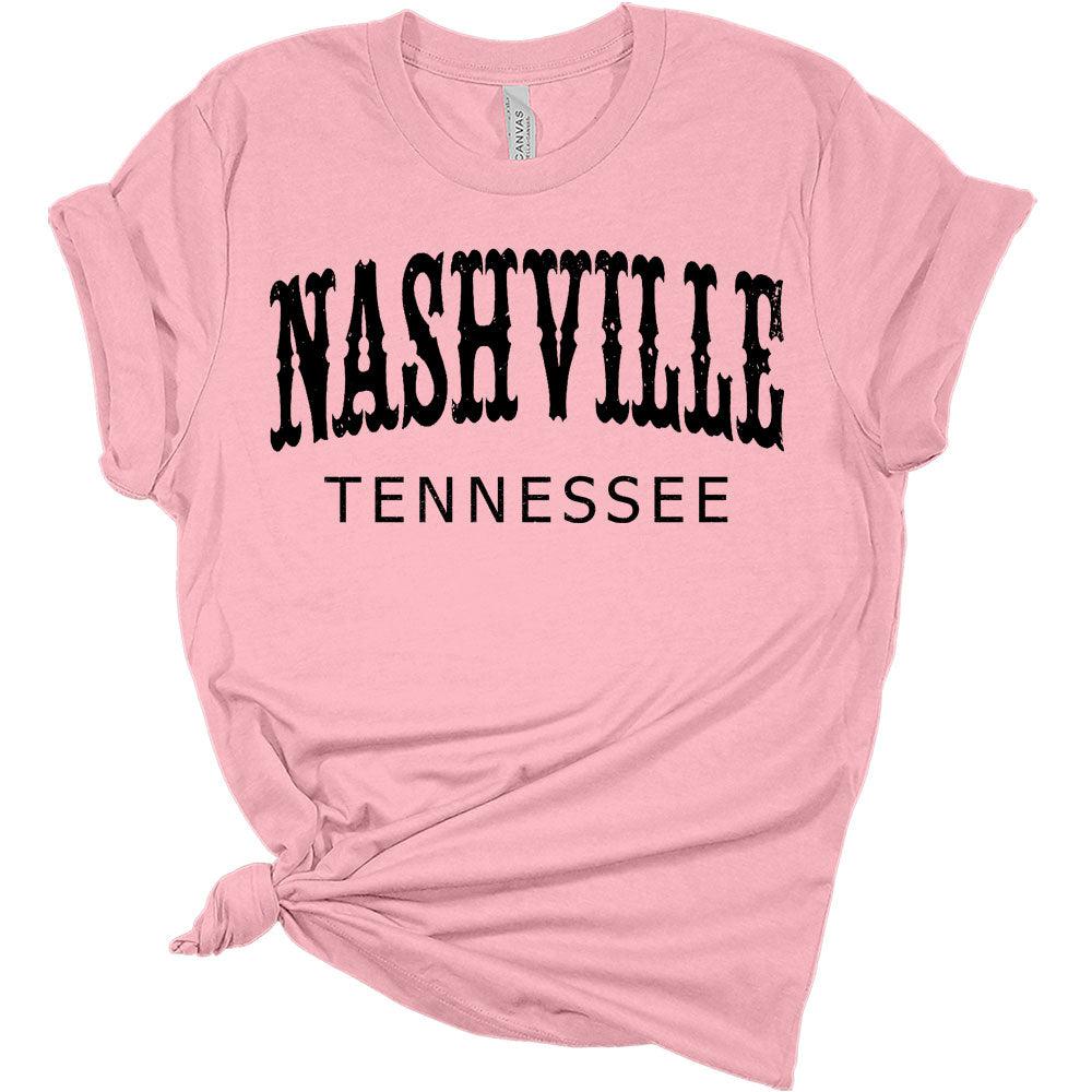 Womens Nashville Shirt Casual Ladies Cute Letter Print Graphic Tees Short Sleeve Country Western Tops for Women