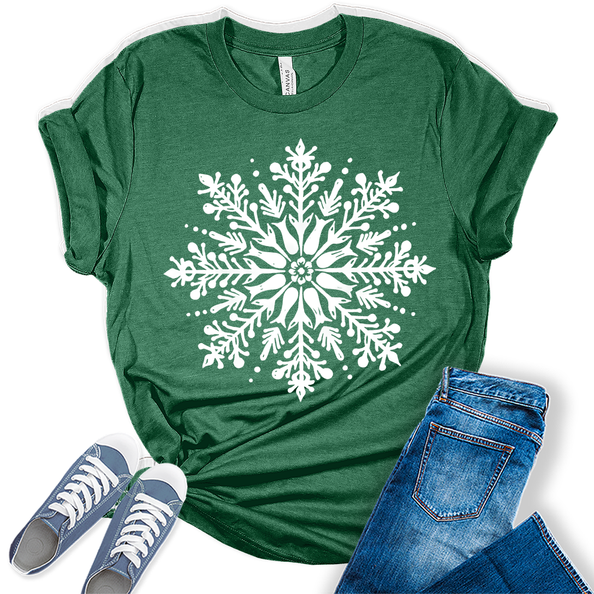 Cute Winter Snowflakes Tshirt Merry Christmas Shirts for Women Holiday Graphic Tees