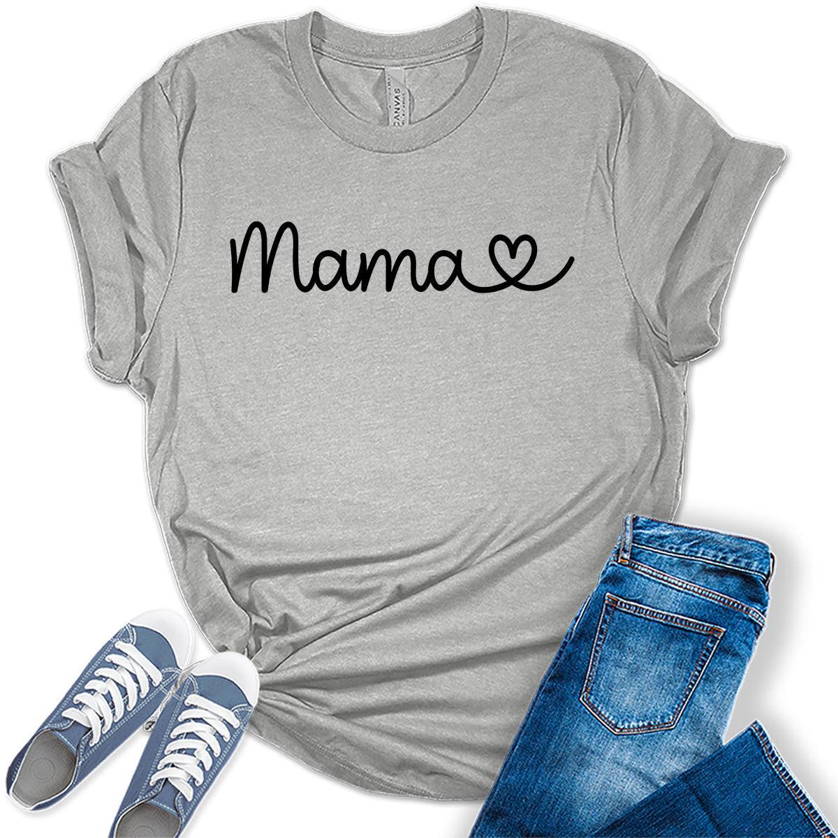 Women's Mama Letter Print Shirts Graphic Tees Bella Plus Sized Tops