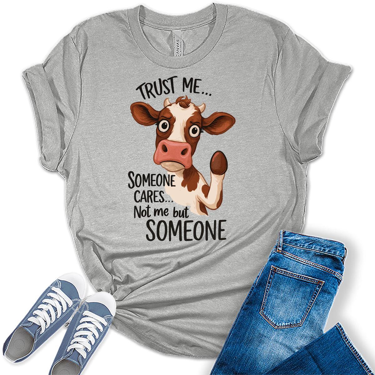 Women's Funny Cow Shirts For Teens Someone Cares Graphic Tees Bella Plus Sized Tops