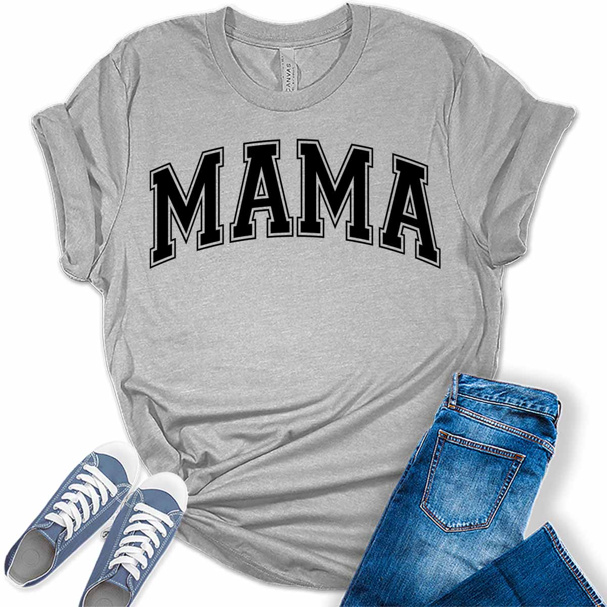 Mama Shirt Cute Letter Print T Shirt Summer Graphic Tees for Women