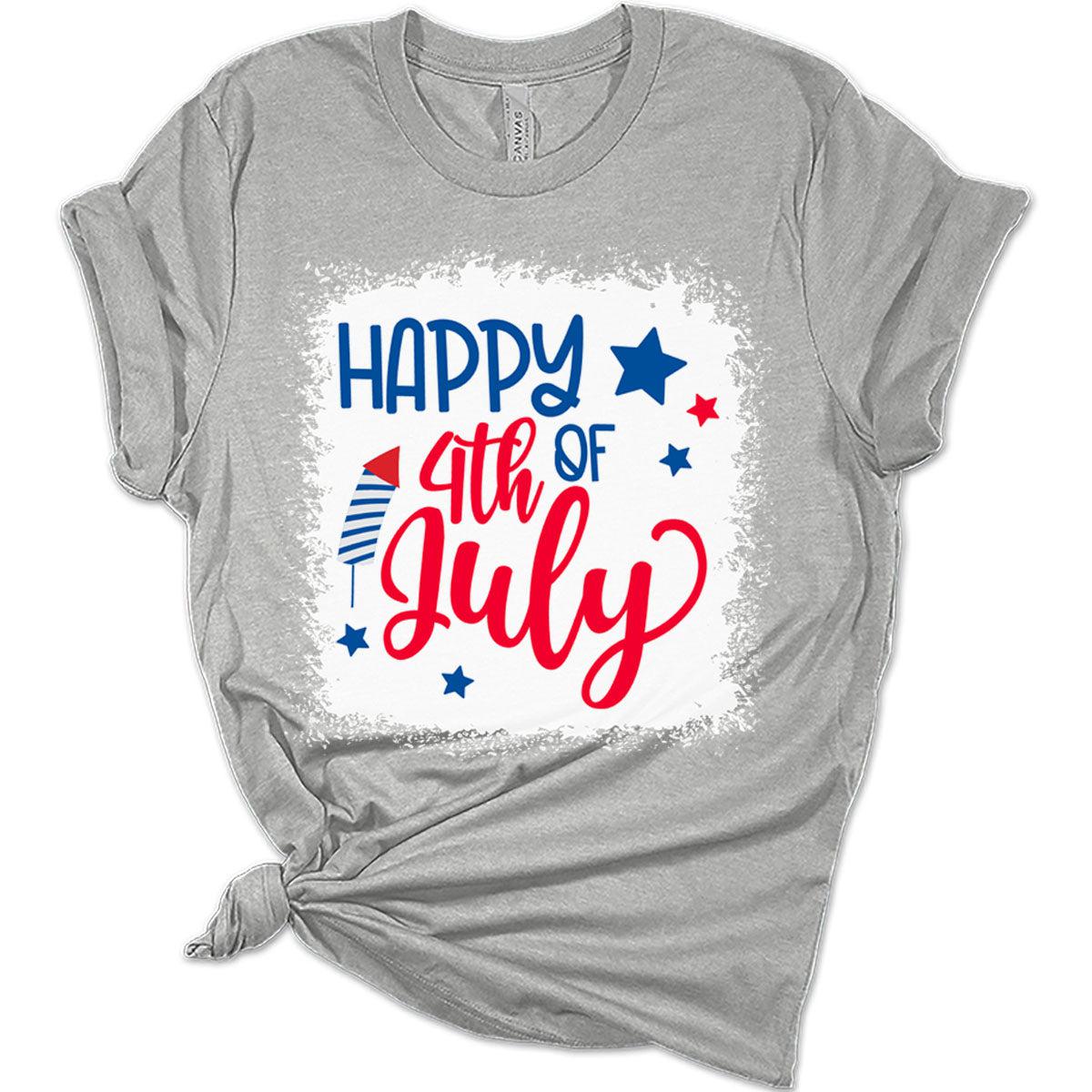 Womens 4th of July Shirts Patriotic American Flag Tshirts USA Bella Short Sleeve Bleach Print Summer Graphic Tees