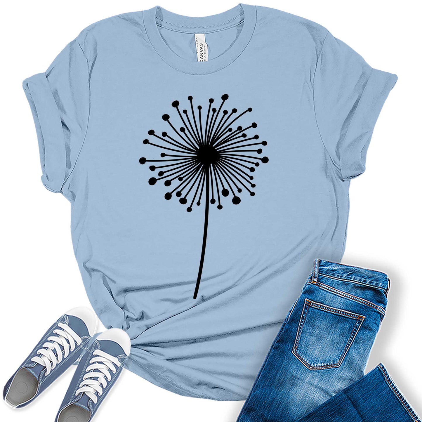 Women's Dandelion Graphic Shirts Wildflower Casual Summer Tops