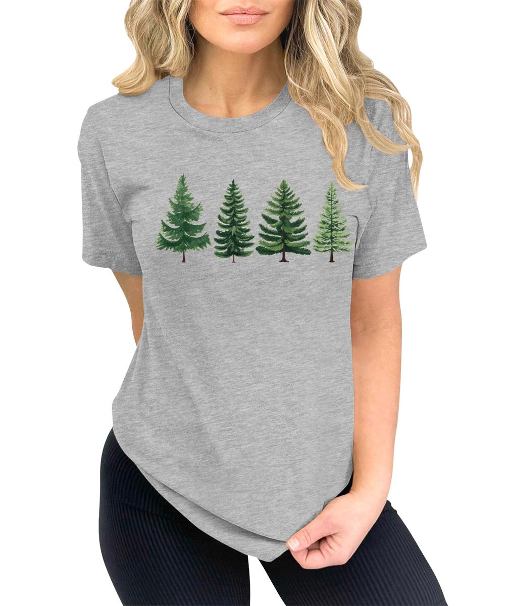 Evergreen Trees Womens Funny Christmas Graphic T-shirt