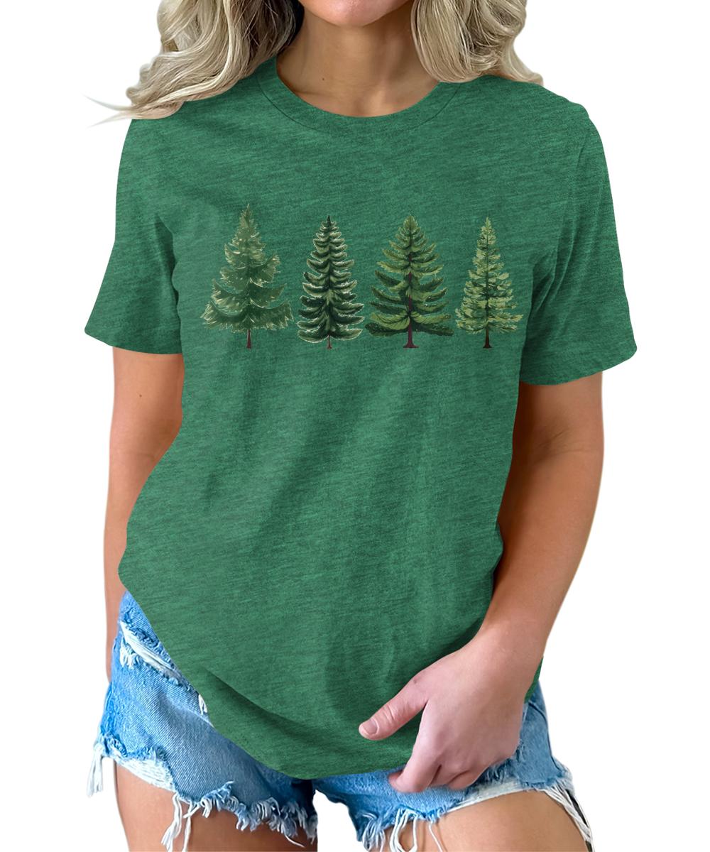 Evergreen Trees Womens Funny Christmas Graphic T-shirt