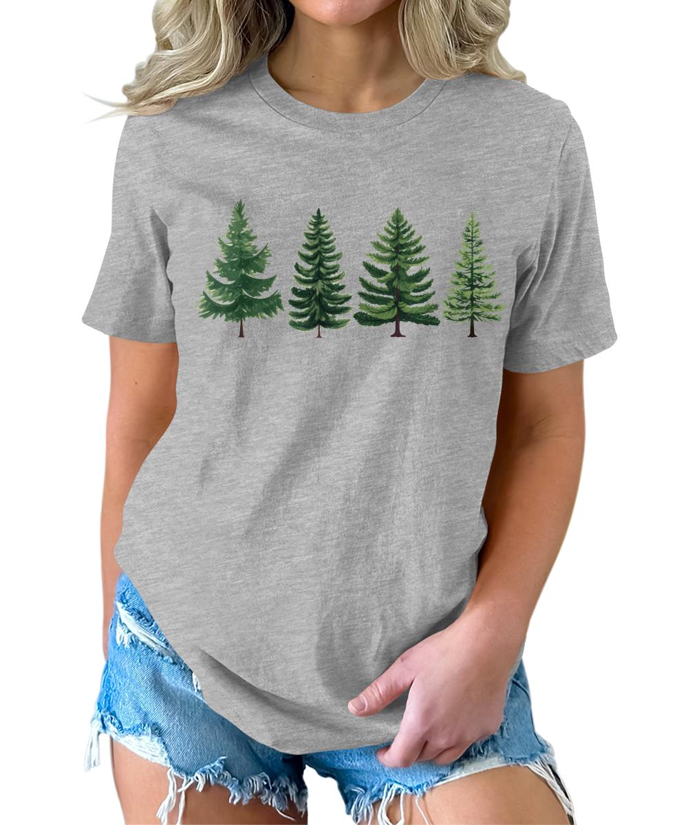 Evergreen Trees Womens Funny Christmas Graphic T-shirt