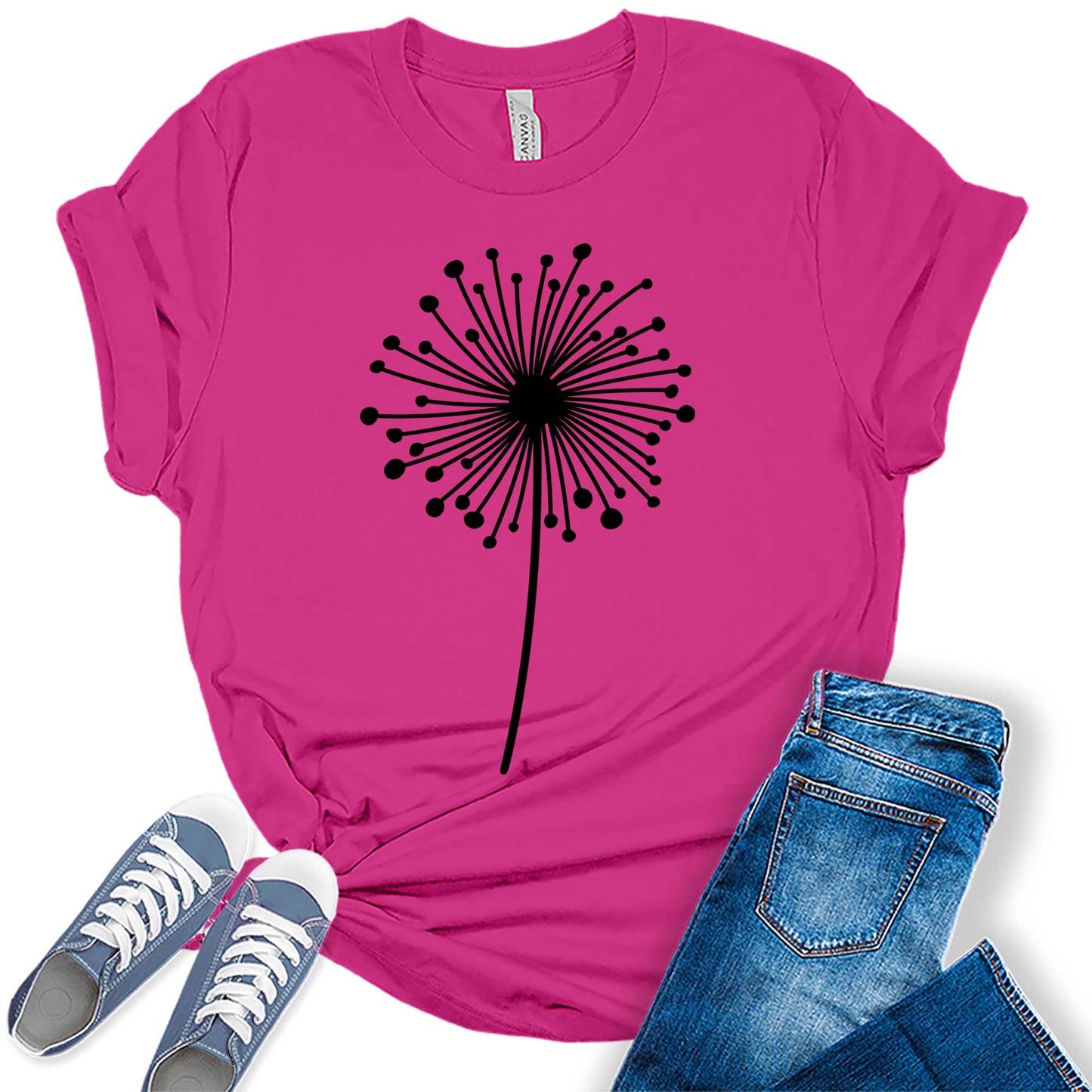 Women's Dandelion Graphic Shirts Wildflower Casual Summer Tops