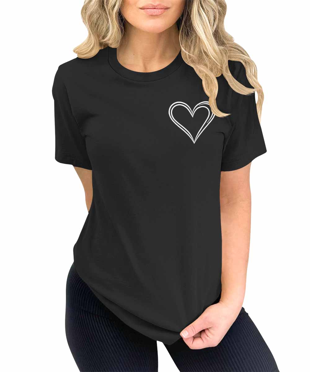 Women's Heart Graphic Print T Shirtsummer Funny Short Sleeve Tops for Teen Girl