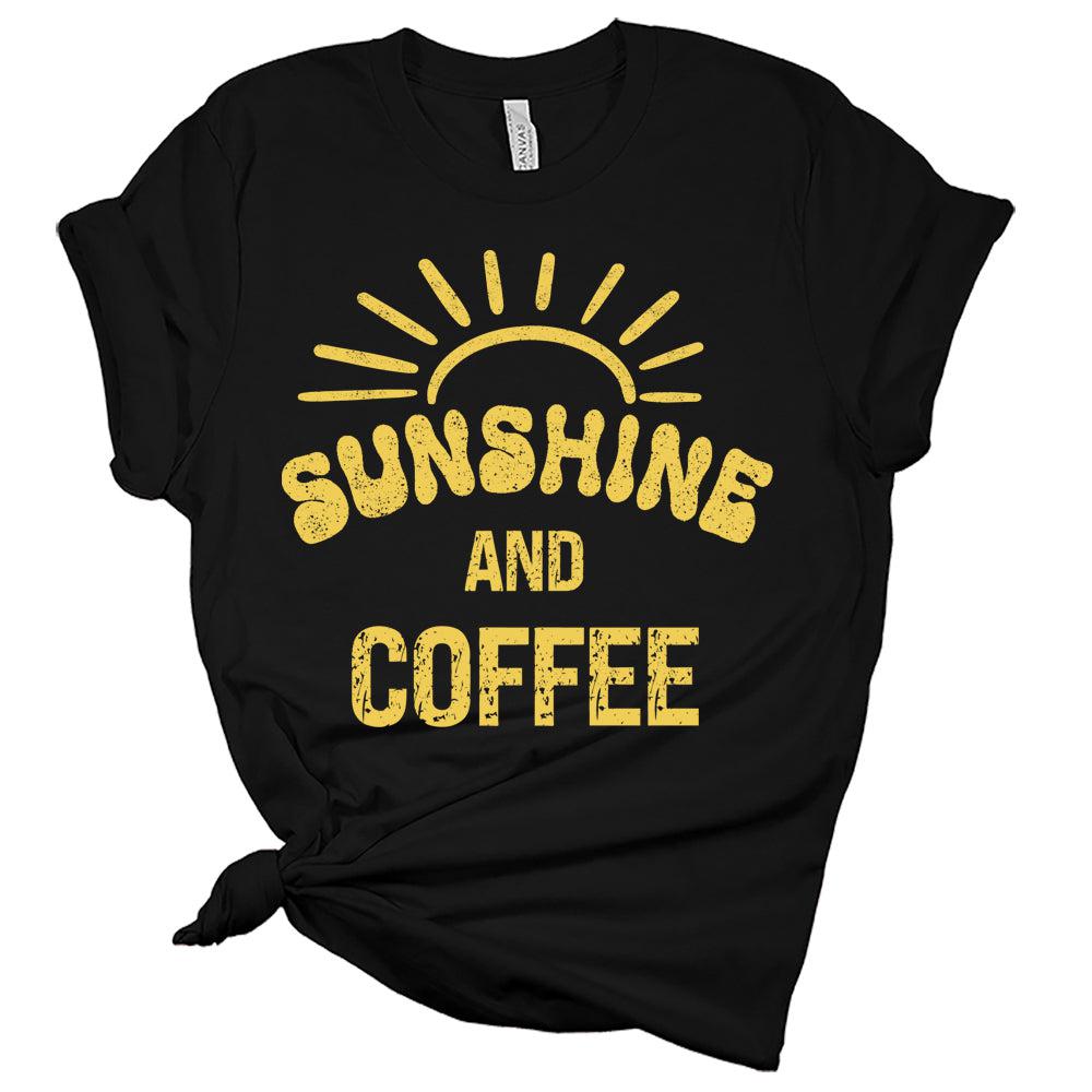 Womens Sunshine and Coffee Shirts Casual Ladies Cute Graphic Tees Spring Short Sleeve Tshirts Summer Tops for Women
