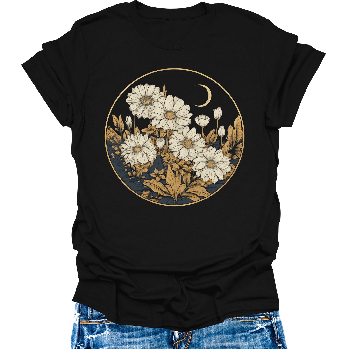 Women's Vintage Floral T Shirt Boho Wildflower Graphic Tees Girls Short Sleeve Casual Tops